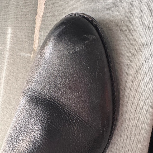 Black Leather Sam Edelman Knee-High Riding Boots with Buckle - Picture 5 of 5